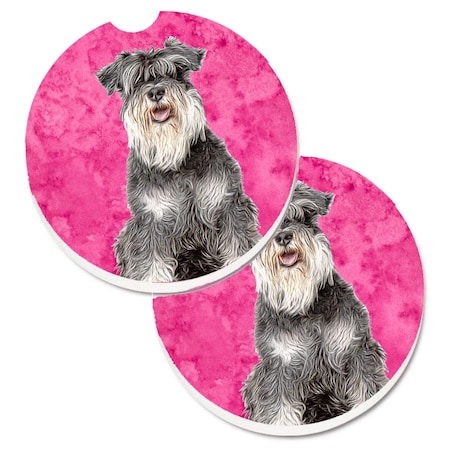Carolines Treasures Pink Schnauzer Set of 2 Cup Holder Car Coaster KJ1228PKCARC